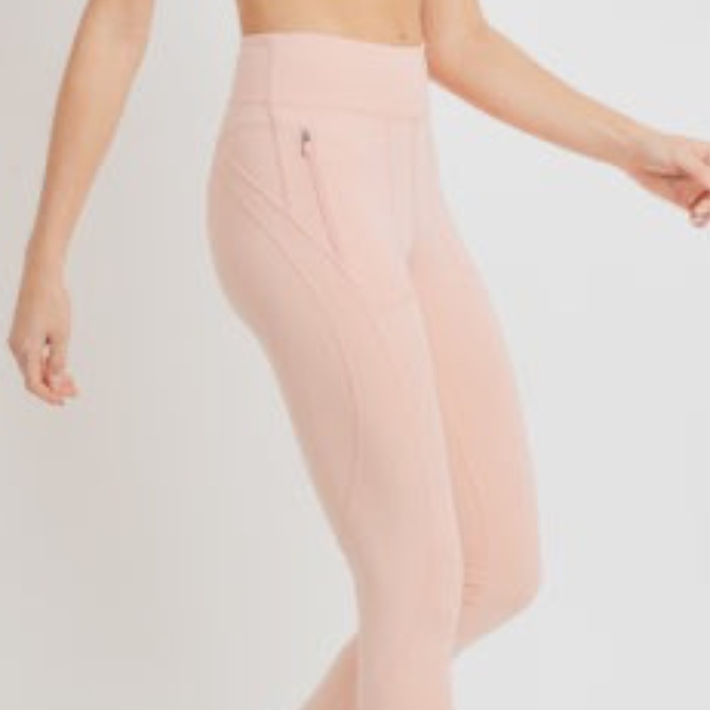 Side Zippered Pocket Highwaist Leggings‎ - Cantelope Colored